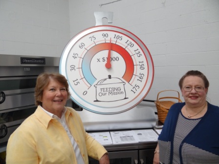 Jean Miller, left, and Susan Allen are cohosts of the Northfield Community Church Kitchen Capital Campaign. They were able to measure the temperature of the campaign Saturday at MPM Food Equipment’s showroom.
